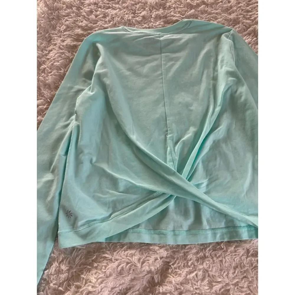 Athleta Girl Twist Around Top Light Teal Casual Workout Size M 8-10 EUC